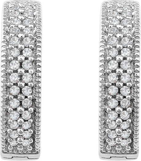 14K Gold Round Natural Diamond Hoop Earrings - view 2