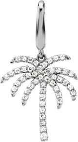 14K Gold Round Natural Diamond Palm Tree Pendant