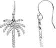 14K Gold Round Natural Diamond Palm Tree Earrings