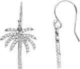14K Gold Round Natural Diamond Palm Tree Earrings
