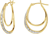 14K Gold Natural Diamond Accented Hoop Earrings - Yellow Gold
