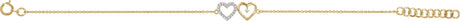 10K Gold Round Natural Diamond Double Heart Bracelet - view 2