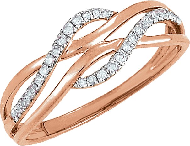 14K Gold Round Natural Diamond Criss-Cross Ring No. 22