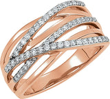 14K Gold Round Natural Diamond Criss-Cross Ring – 1/3 CTW
