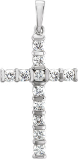 14K Gold Round Natural Diamond Cross Pendant – 3/4 CTW · 2.5mm Stones