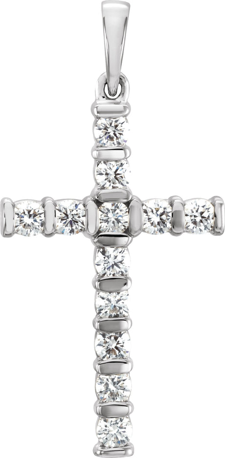 14K Gold Round Natural Diamond Cross Pendant – 3/4 CTW · 2.5mm Stones