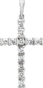 14K Gold Round Natural Diamond Cross Pendant – 3/4 CTW · 2.5mm Stones
