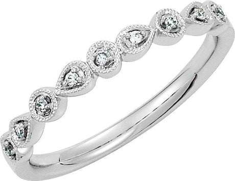 Platinum Round Natural Diamond Vintage-Inspired Stackable Ring