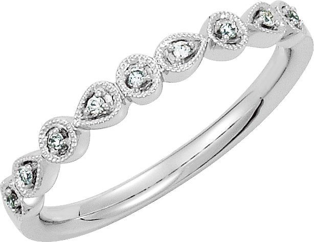Platinum Round Natural Diamond Vintage-Inspired Stackable Ring