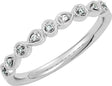 14K Gold Round Natural Diamond Vintage-Inspired Stackable Ring - White Gold