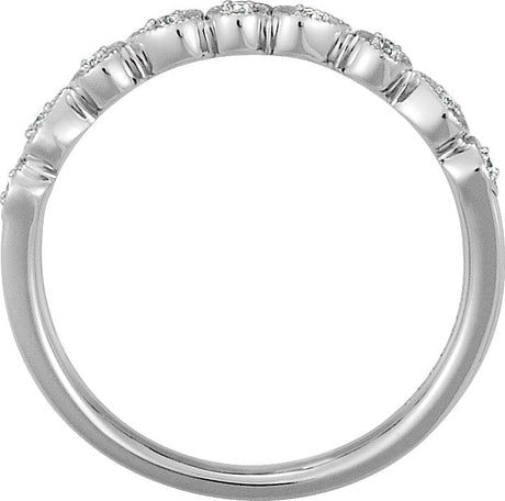 Platinum Round Natural Diamond Vintage-Inspired Stackable Ring - view 2