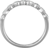 14K Gold Round Natural Diamond Vintage-Inspired Stackable Ring - White Gold - view 2
