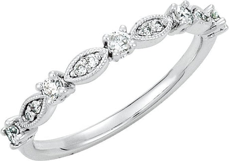 Platinum Round Natural Diamond Stackable Ring VI