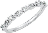 14K Gold Round Natural Diamond Stackable Ring VI - White Gold
