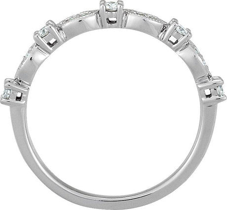 Platinum Round Natural Diamond Stackable Ring VI - view 2