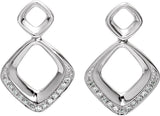 14K Gold Round Natural Diamond Geometric Earrings IV - view 2