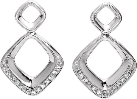 14K Gold Round Natural Diamond Geometric Earrings IV - view 2