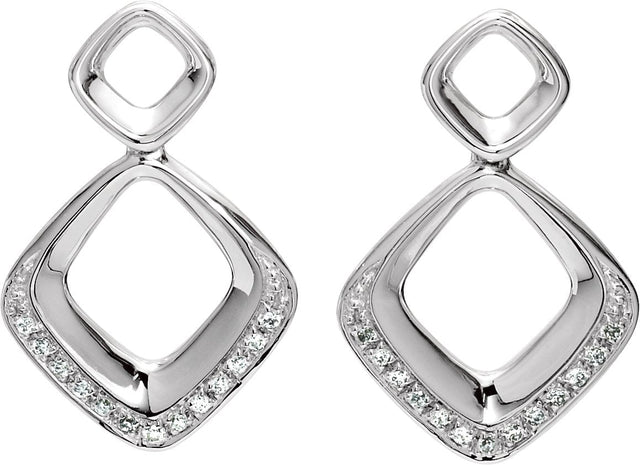 14K Gold Round Natural Diamond Geometric Earrings IV - view 2