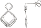 14K Gold Round Natural Diamond Geometric Earrings IV