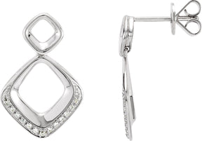 14K Gold Round Natural Diamond Geometric Earrings IV