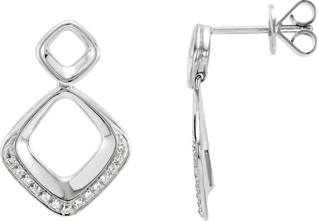 14K Gold Round Natural Diamond Geometric Earrings IV
