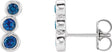14K Gold Round Lab-Grown Blue Sapphire Three-Stone Ear Climbers - White Gold