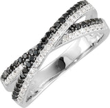 14K Gold Round Natural Diamond Criss-Cross Ring – 1mm Stones