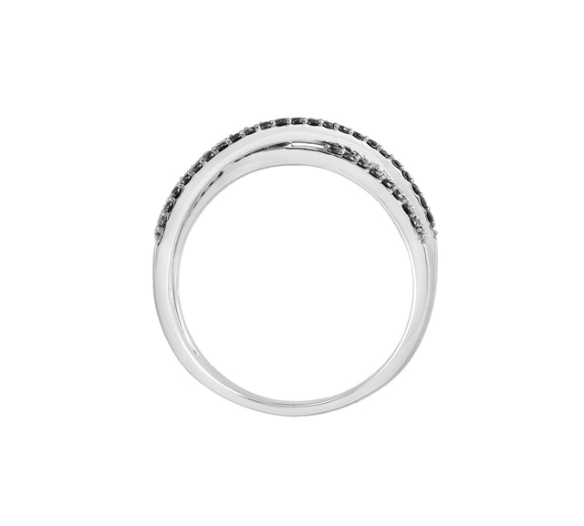 14K Gold Round Natural Diamond Criss-Cross Ring – 1mm Stones - view 2