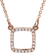 14K Gold Square Necklace - Rose Gold
