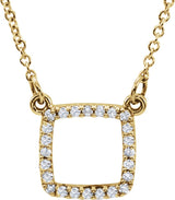 14K Gold Square Necklace - Yellow Gold