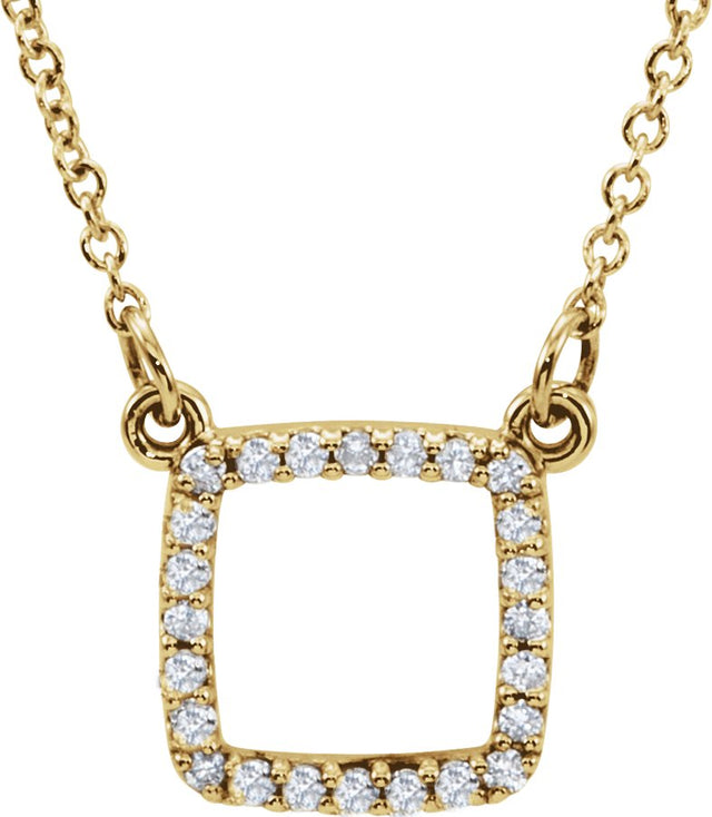 14K Gold Square Necklace - Yellow Gold