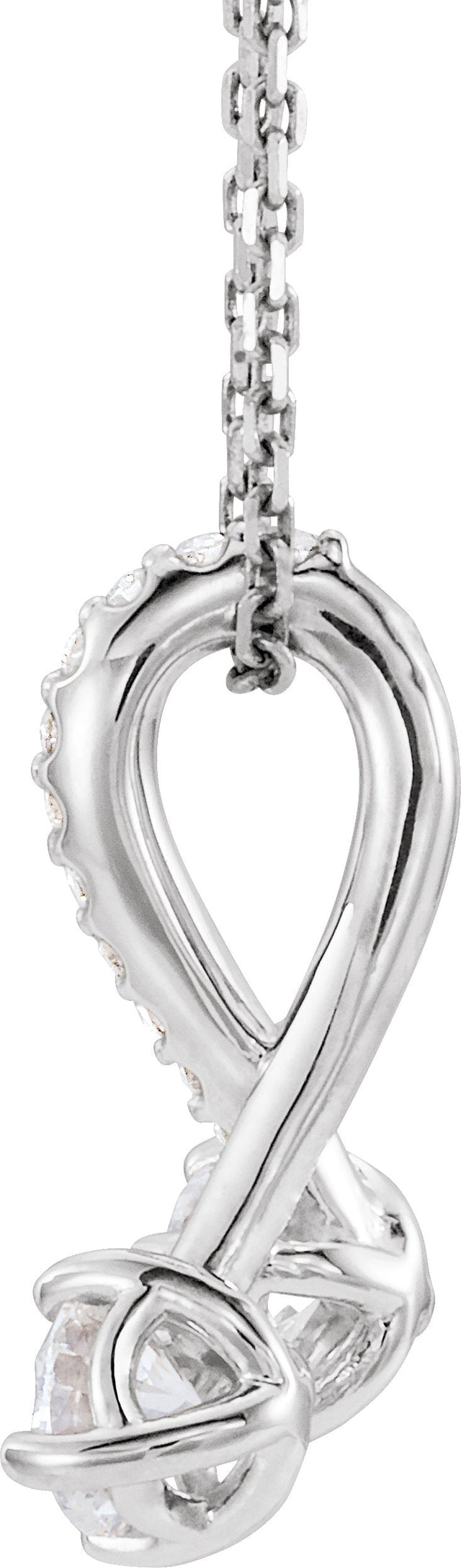 Platinum Round Natural Diamond Two-Stone Necklace or Pendant - view 2