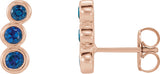 14K Gold Round Lab-Grown Blue Sapphire Three-Stone Ear Climbers - Rose Gold