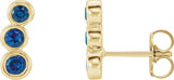 14K Gold Round Lab-Grown Blue Sapphire Three-Stone Ear Climbers - Yellow Gold
