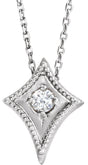 14K Gold Round Natural Diamond Solitaire Necklace – 1/10 CTW - White Gold