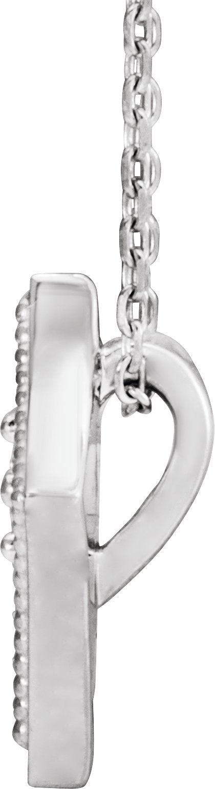 14K Gold Round Natural Diamond Solitaire Necklace – 1/10 CTW - White Gold - view 2