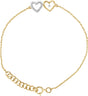 10K Gold Round Natural Diamond Double Heart Bracelet