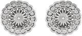 14K Gold Natural Diamond Halo-Style Earring Jackets for Pearl Studs - White Gold - view 2