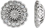 14K Gold Natural Diamond Halo-Style Earring Jackets for Pearl Studs - White Gold
