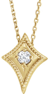 14K Gold Round Natural Diamond Solitaire Necklace – 1/10 CTW - Yellow Gold