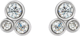 Platinum Round Natural Diamond Geometric Cluster Earrings – 2.5mm Stones - view 2