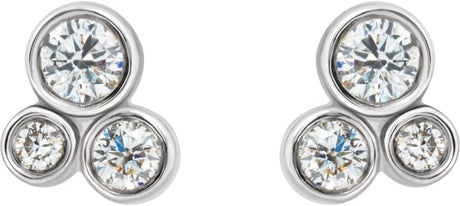 Platinum Round Natural Diamond Geometric Cluster Earrings – 2.5mm Stones - view 2