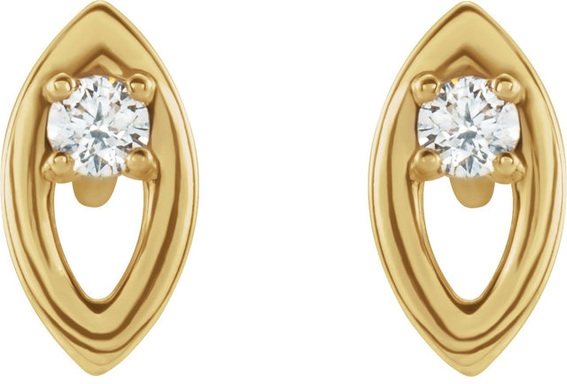 14K Gold Round Natural Diamond Accented Earrings – 1.8mm Stones - Yellow Gold - view 2