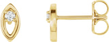 14K Gold Round Natural Diamond Accented Earrings – 1.8mm Stones - Yellow Gold