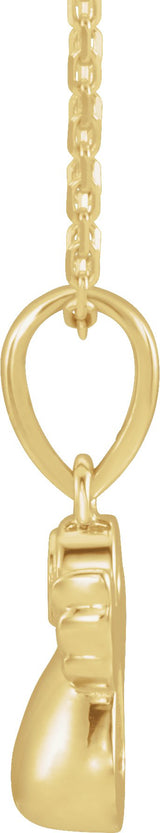 14K Gold Round Natural Diamond Youth Angel Necklace - Yellow Gold - view 2