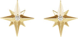 14K Gold Round Natural Diamond Accented Star Earrings – 1.5mm Stones - Yellow Gold - view 2