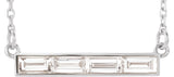 14K Gold Baguette Bar Necklace - White Gold