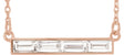 14K Gold Baguette Bar Necklace - Rose Gold