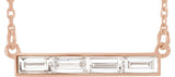 14K Gold Baguette Bar Necklace - Rose Gold