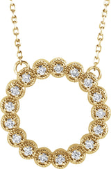 14K Gold Round Natural Diamond Accented Circle Necklace – 1/5 CTW - Yellow Gold
